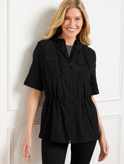 Talbots LIGHTWEIGHT WOVEN STRETCH HOODED CONVERTIBLE JACKET