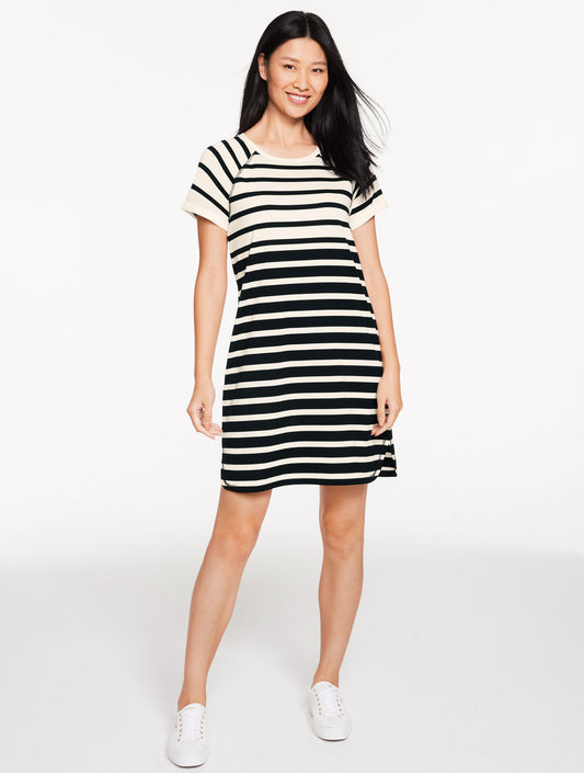 Talbots LUXE JERSEY RAGLAN T-SHIRT DRESS - THAMES STRIPE