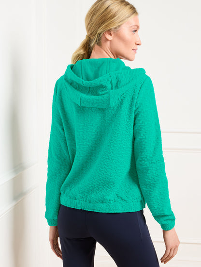 Talbots PUCKERED JACQUARD DRAWSTRING HOODIE
