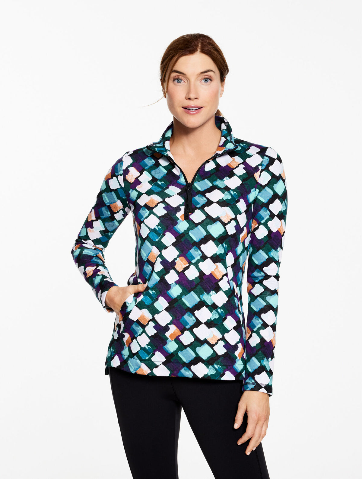 Talbots CLASSIC FRENCH TERRY HALF-ZIP PULLOVER - DAZZLING DIAMOND