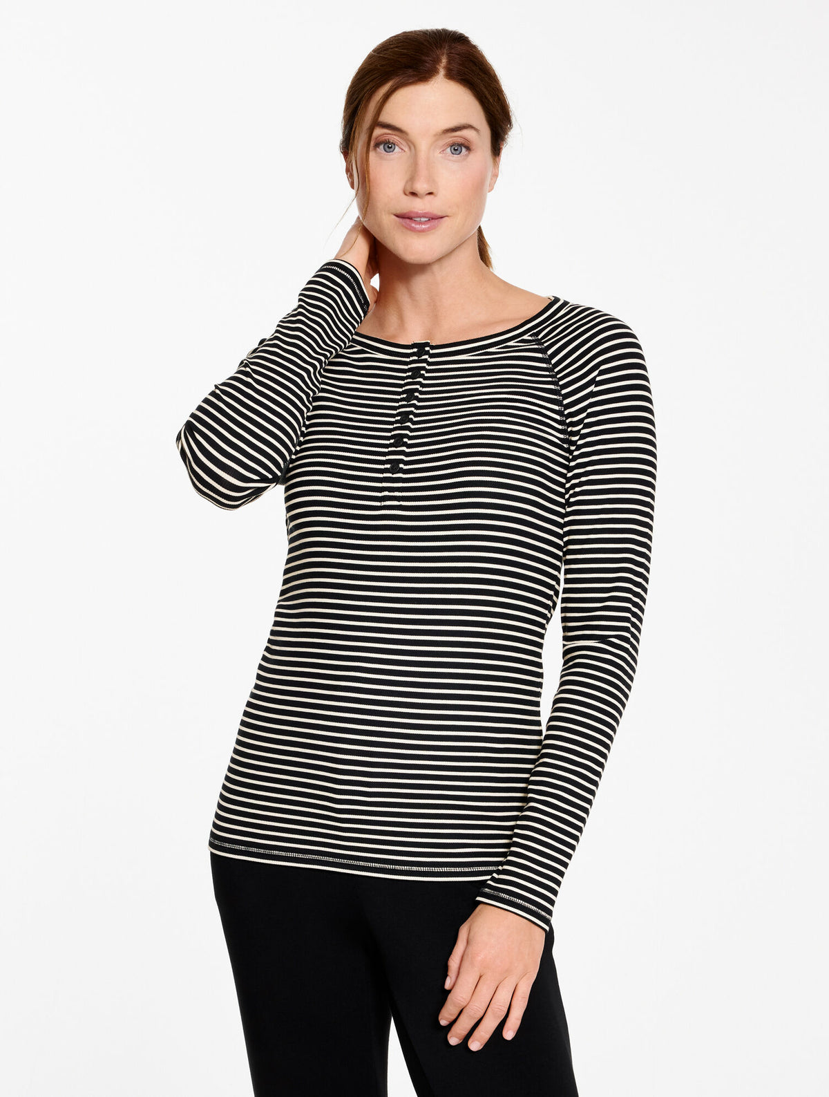 Talbots RIBBED HENLEY TEE - WIMBLEDON STRIPE