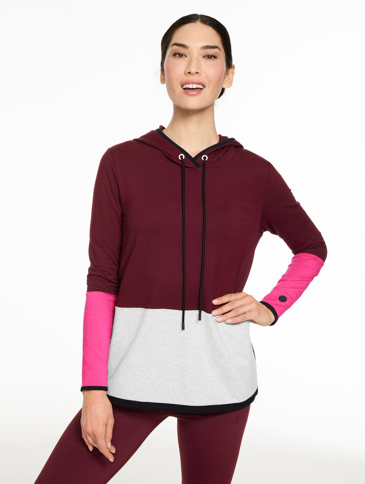 Talbots COLORBLOCK BUNGEE HEM HOODIE