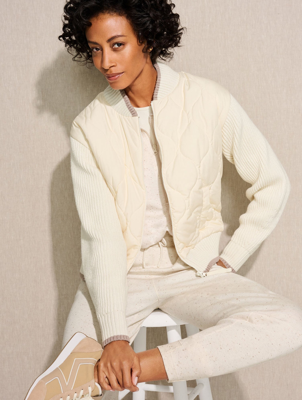 Talbots QUILTED SWEATER BOMBER