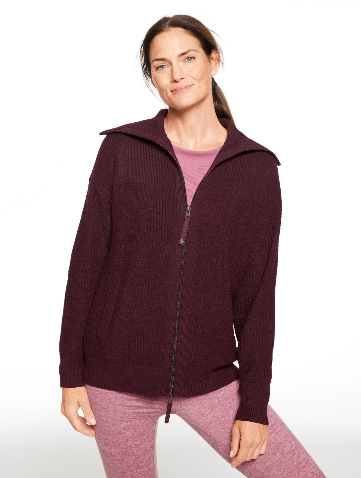 Talbots WAFFLE KNIT SWEATER JACKET