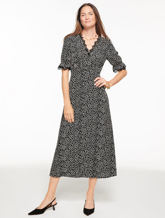Talbots FIT & FLARE MIDI DRESS - DARLING DOT