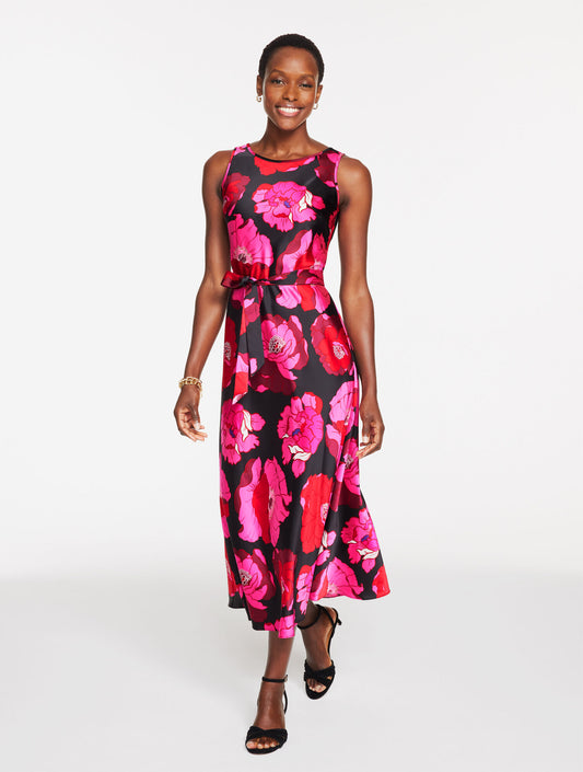 Talbots SATIN MIDI DRESS - BLOOMING FLORAL