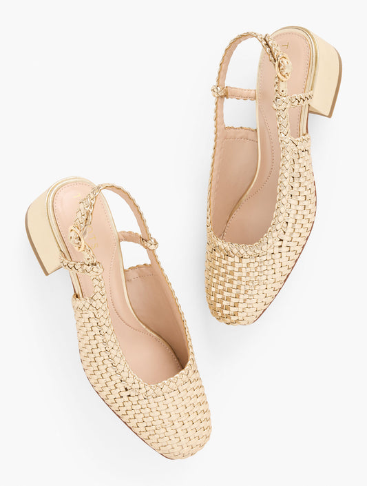 Talbots MARLOW METALLLIC WOVEN SLINGBACK FLATS