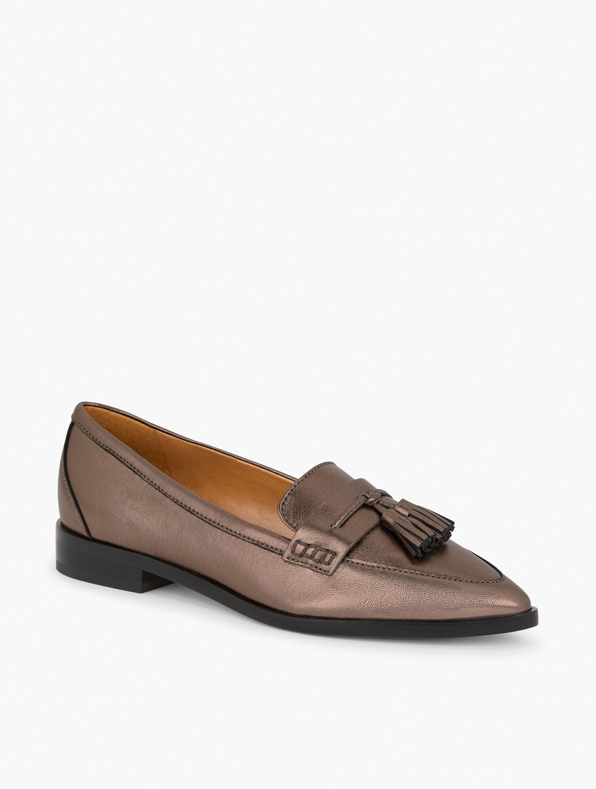 Talbots REECE METALLIC POINTED TOE LEATHER LOAFERS