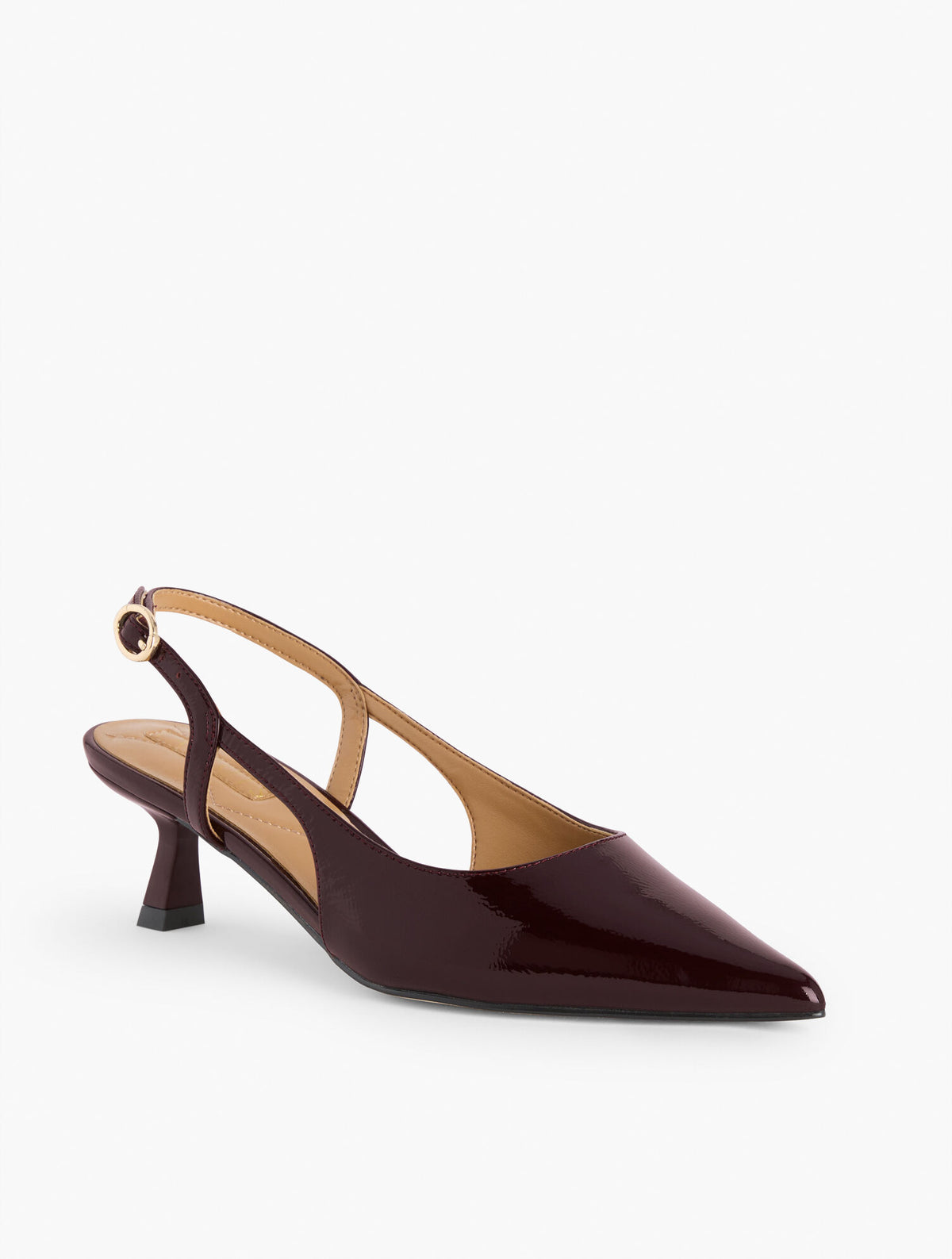 Talbots OLIVIA SLINGBACK KITTEN HEEL PUMPS - CRINKLE PATENT