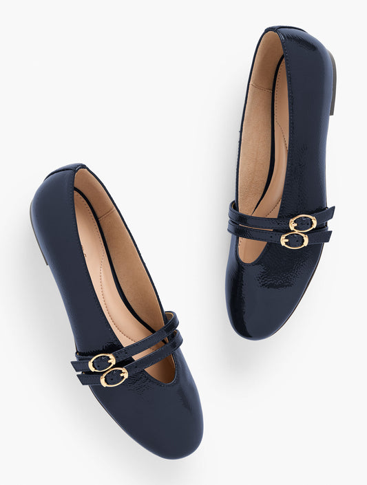 Talbots VERA PATENT MARY JANE BALLET FLATS - CRINKLE