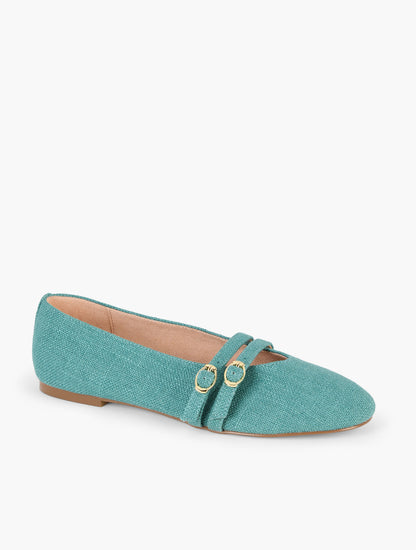 Talbots VERA WASHED LINEN MARY JANE BALLET FLATS