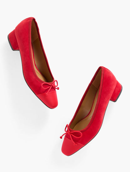 Talbots VANESSA CAP TOE SUEDE BLOCK HEEL PUMPS