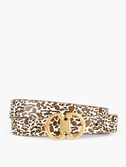 Talbots LEATHER REVERSIBLE BELT - LEOPARD