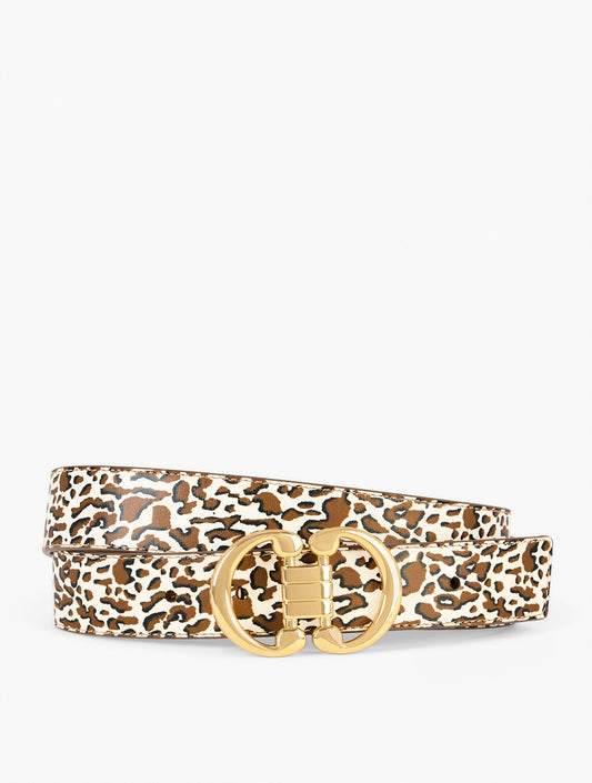 Talbots LEATHER REVERSIBLE BELT - LEOPARD