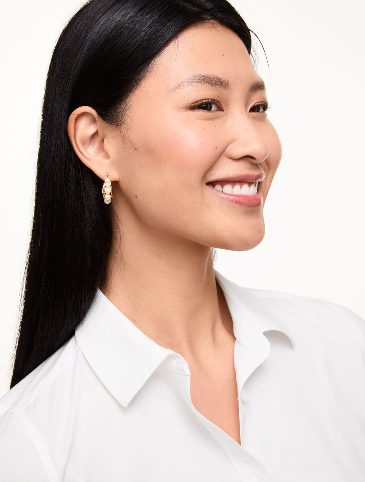 Talbots PEARL GARLAND HOOP EARRINGS