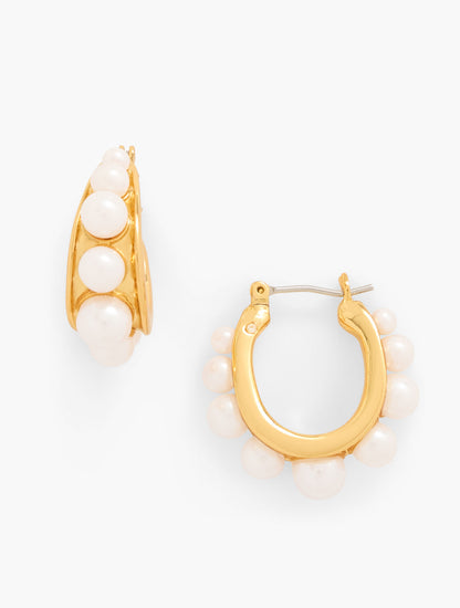 Talbots PEARL GARLAND HOOP EARRINGS