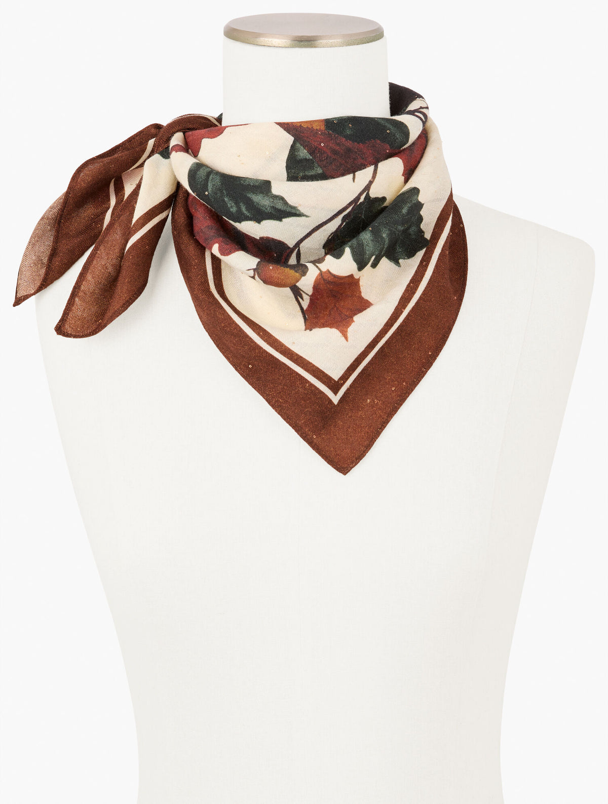 Talbots ACORNS & LEAVES WOOL SQUARE SCARF