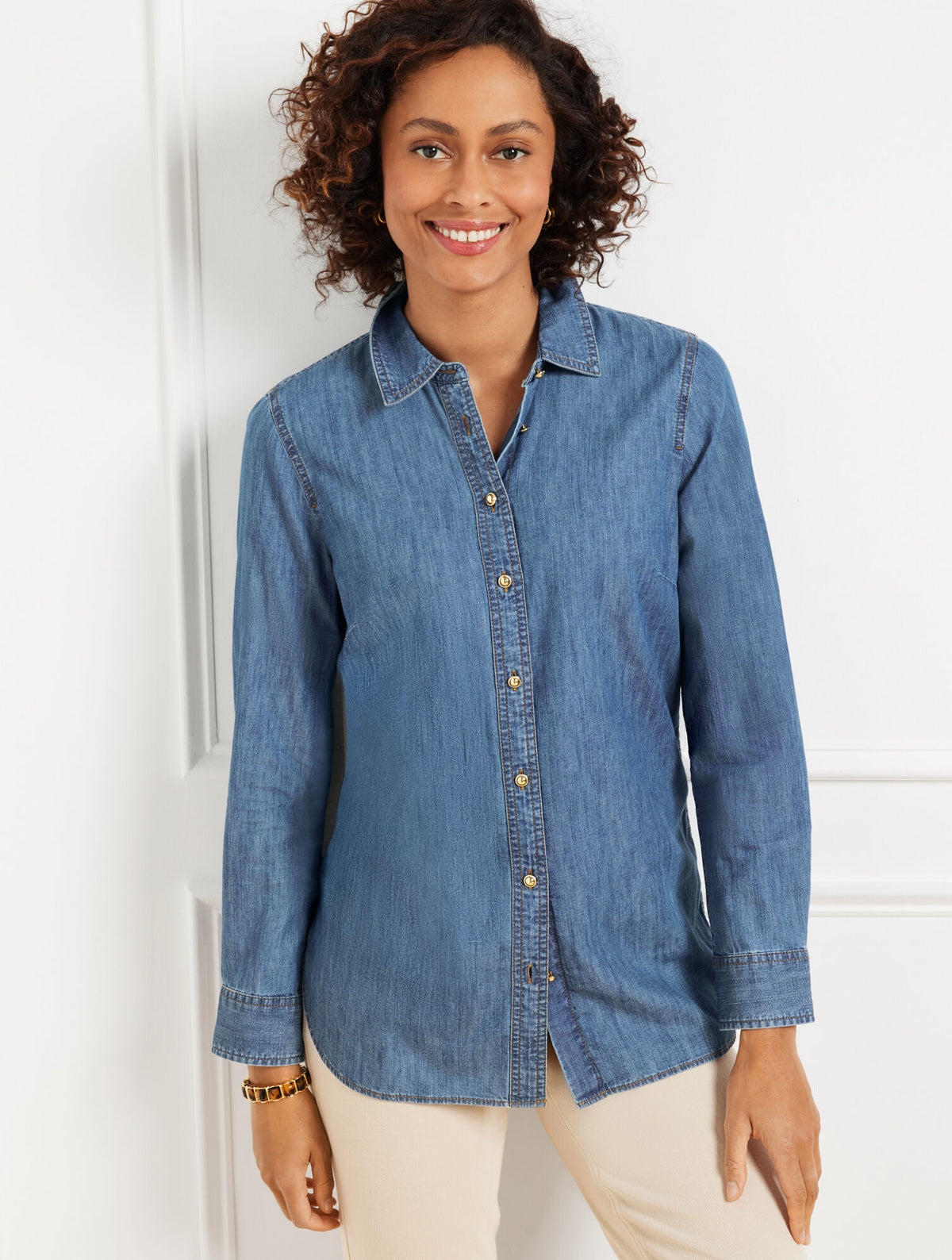 Talbots DENIM BUTTON FRONT SHIRT