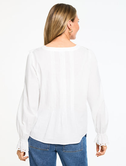 Talbots PINTUCK RUFFLE VOILE TOP