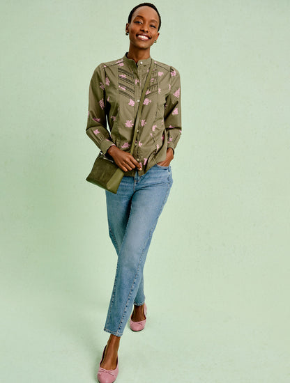 Talbots LACE TRIM SHIRT - FLORAL CLUSTERS