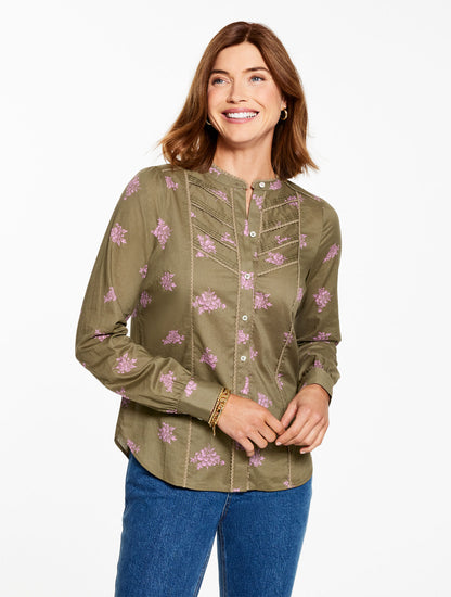 Talbots LACE TRIM SHIRT - FLORAL CLUSTERS