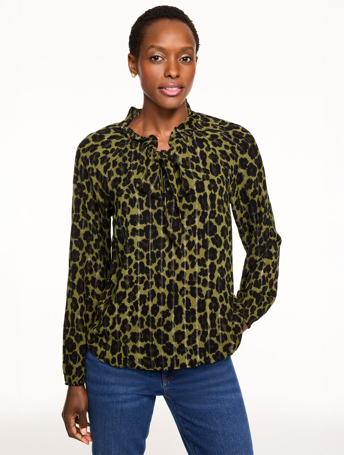Talbots TIE NECK TOP - OPULENT OCELOT