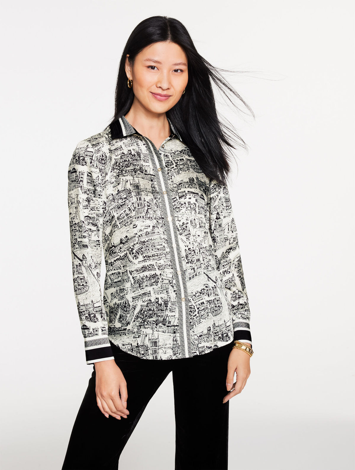 Talbots BUTTON FRONT SHIRT - LONDON MAP