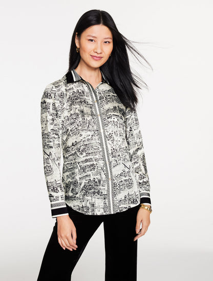 Talbots BUTTON FRONT SHIRT - LONDON MAP