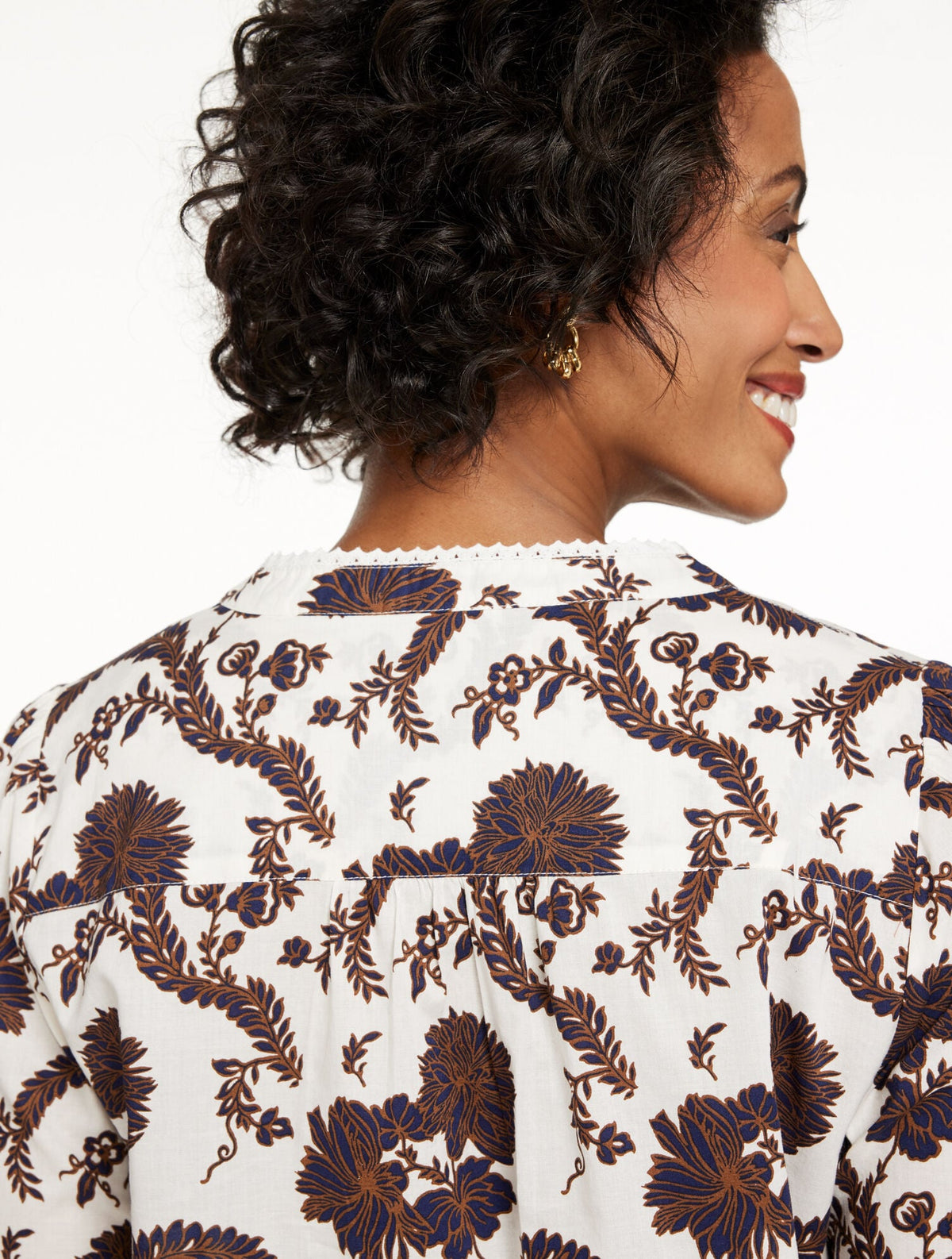 Talbots LACE TRIM PINTUCK TOP - CLIMBING CHRYSANTHEMUMS