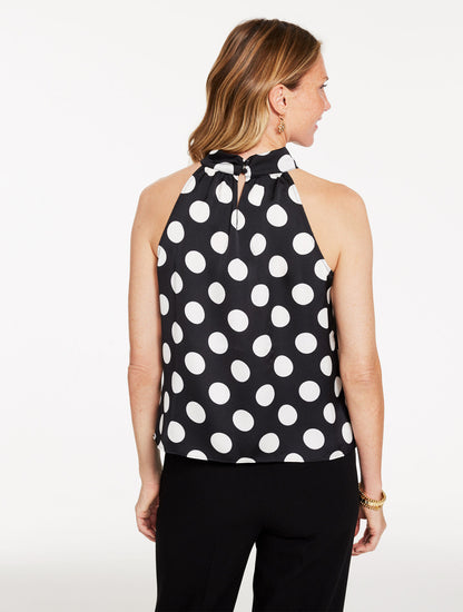 Talbots TIE NECK HALTER TOP - BRILLIANT DOT