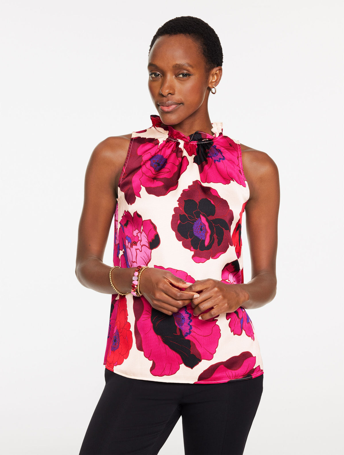 Talbots SATIN HALTER TOP - BLOOMING FLORAL