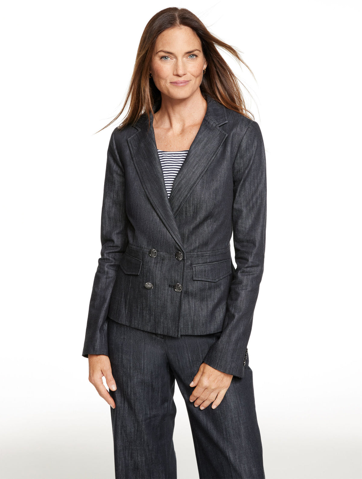 Talbots REFINED DENIM DOUBLE BREASTED BLAZER
