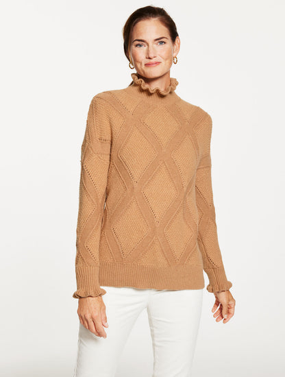 Talbots RUFFLE MOCKNECK SWEATER - ARGYLE