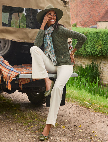 Talbots TUCK STITCH CREWNECK CARDIGAN