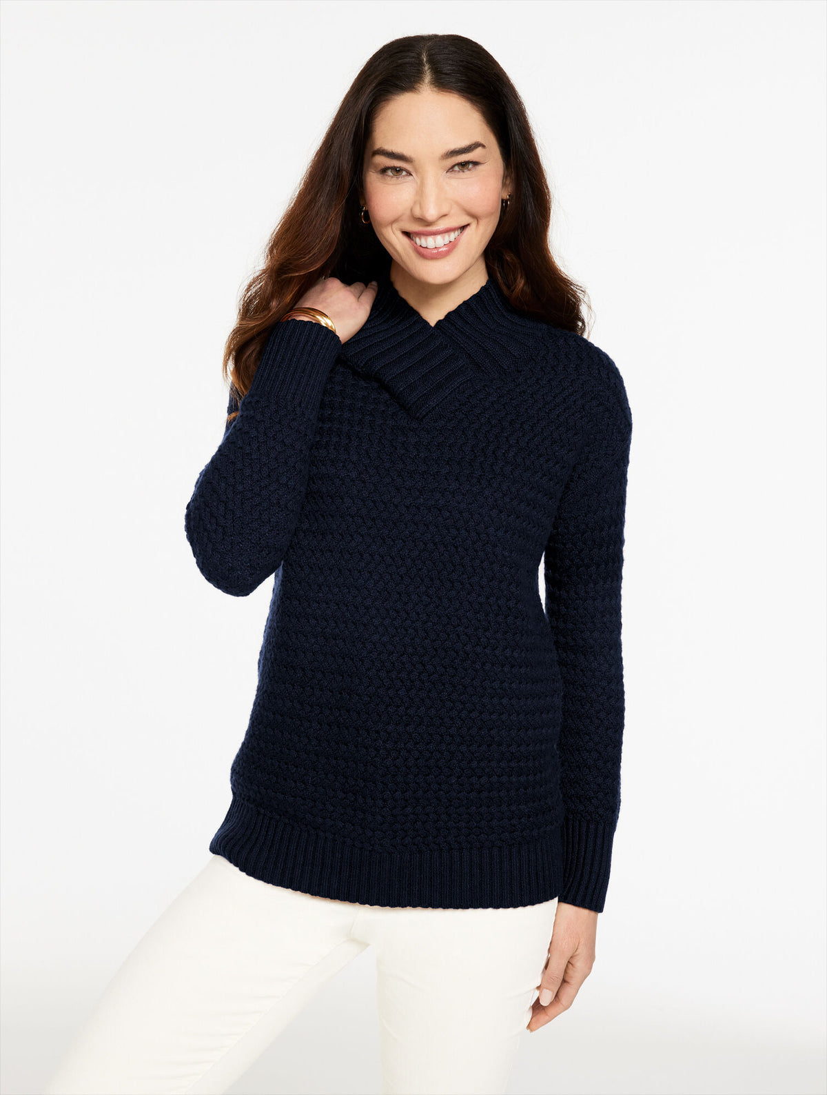 Talbots TEXTURED V-NECK PULLOVER