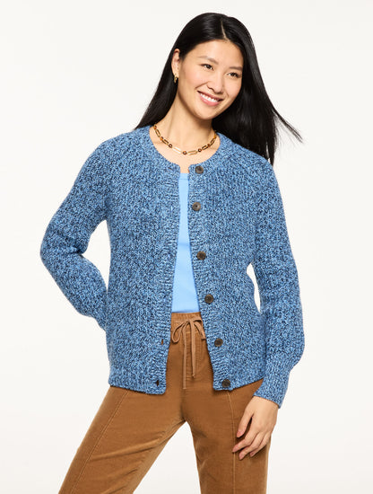 Talbots SHAKER STITCH CREWNECK CARDIGAN - MARLED