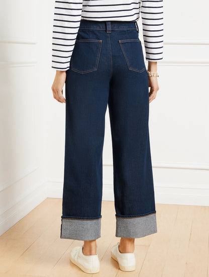 Talbots STRAIGHT ANKLE CUFF JEANS - WARREN WASH