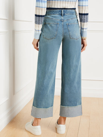 Talbots STRAIGHT ANKLE CUFF JEANS - DOWNING WASH