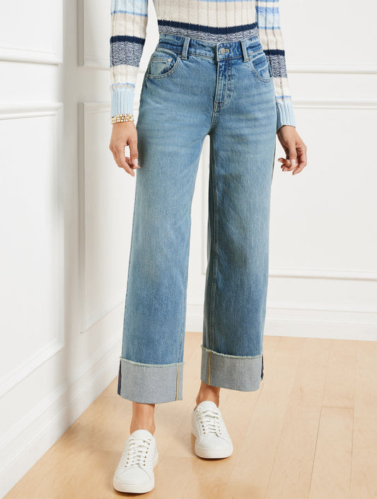 Talbots STRAIGHT ANKLE CUFF JEANS - DOWNING WASH