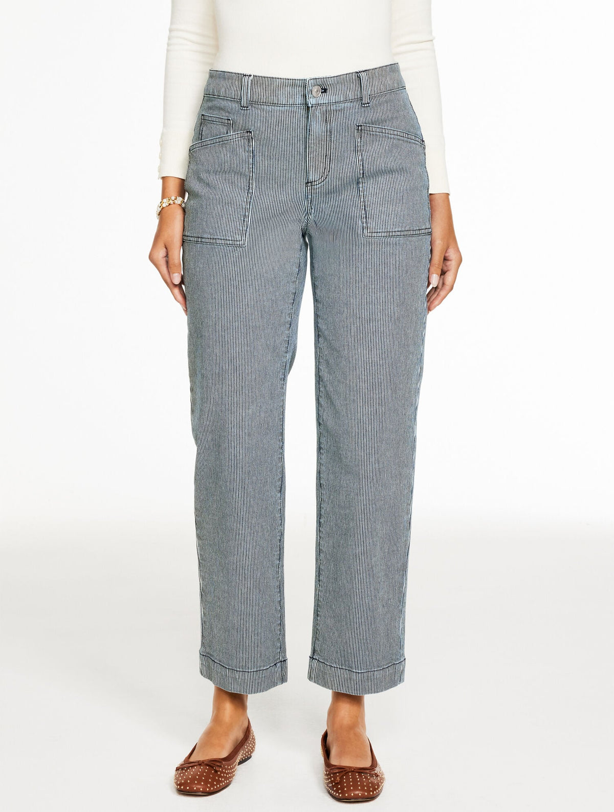 Talbots STRAIGHT ANKLE JEANS - RAILROAD STRIPE