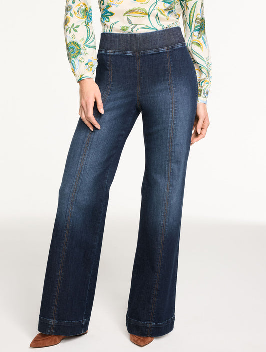 Talbots FLARE LEG PULL-ON TRAVEL JEANS - BEEKMAN WASH