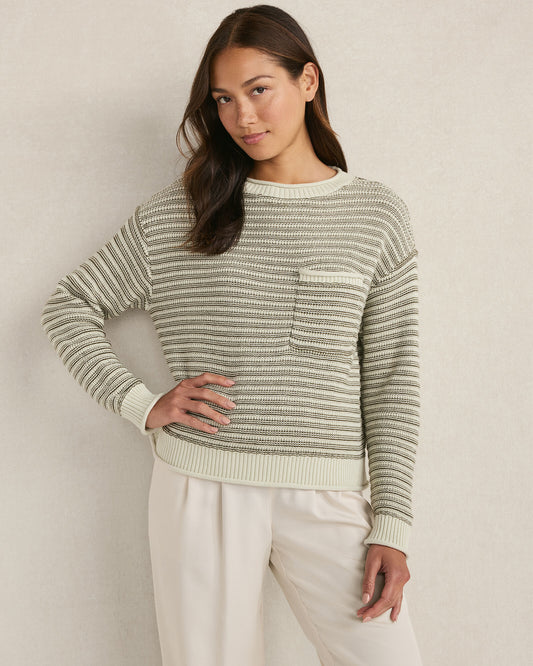 Talbots ORGANIC COTTON LINEAR STITCH CREWNECK SWEATER