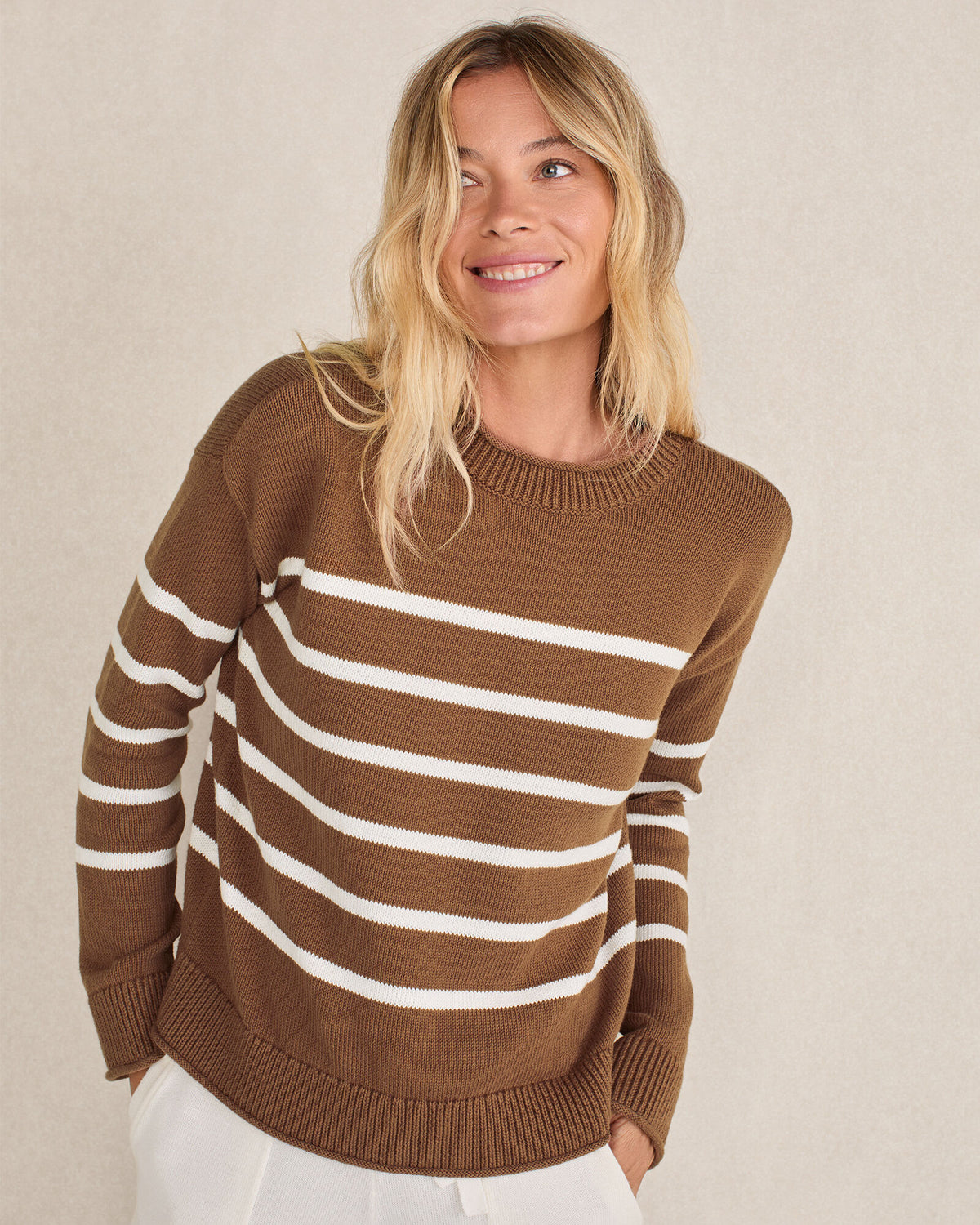 Talbots ORGANIC COTTON STRIPE ROLL NECK SWEATER