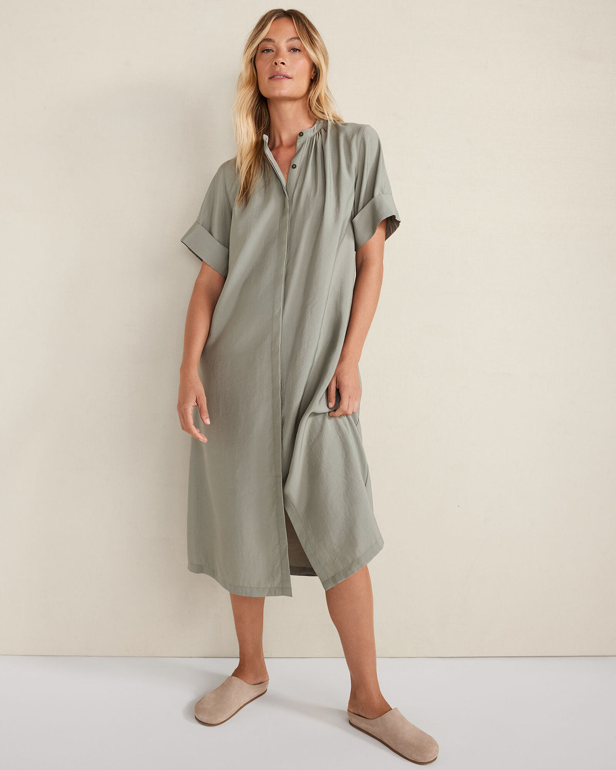 Talbots LUXE MODAL SHORT SLEEVE MIDI DRESS