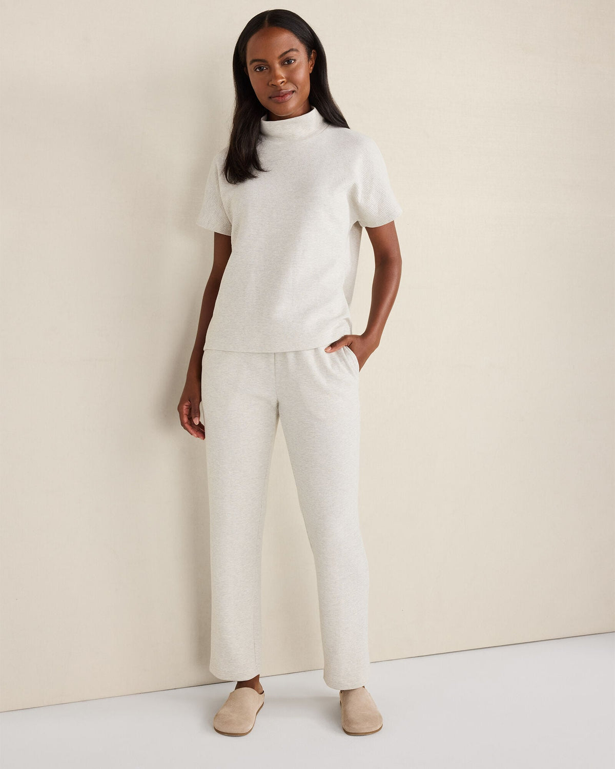 Talbots COTTON BLEND OTTOMAN RIB MOCK NECK TOP