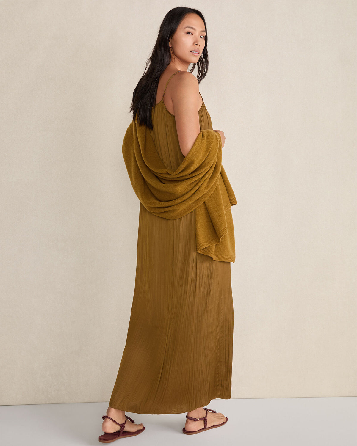 Talbots SILKY PLEATED MAXI DRESS
