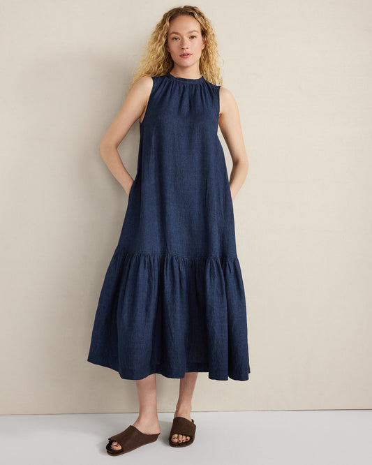 Talbots LINEN TIERED MIDI DRESS