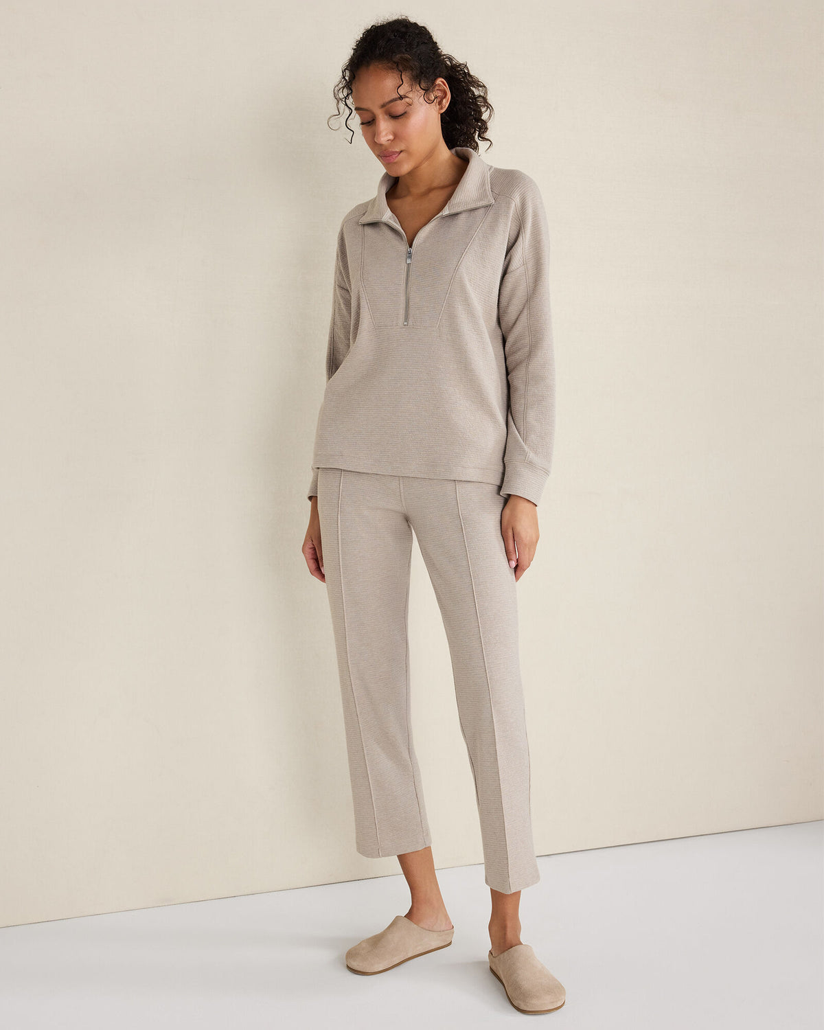 Talbots COTTON BLEND OTTOMAN RIB HALF ZIP PULLOVER