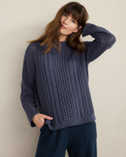 Talbots COTTON BLEND MIXED STITCH CREWNECK SWEATER