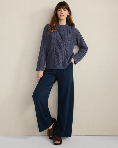 Talbots COTTON BLEND MIXED STITCH CREWNECK SWEATER